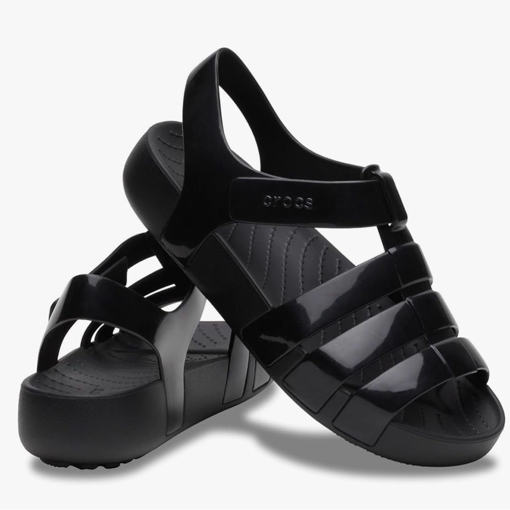 CROCS Black Women's Jelly Platform Sandals